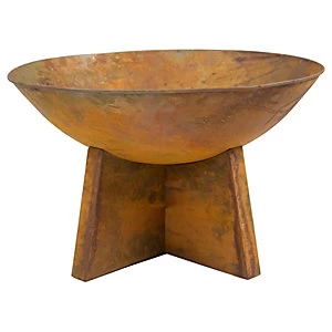 image of Charles Bentley 60cm Oxydised Outdoor Fire Pit - Rust Finish