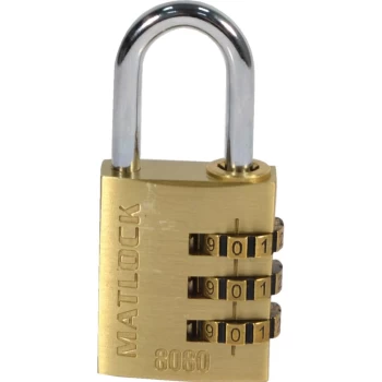 image of 3 Dial Brass Combination Padlocks - 30MM - Pack of 4