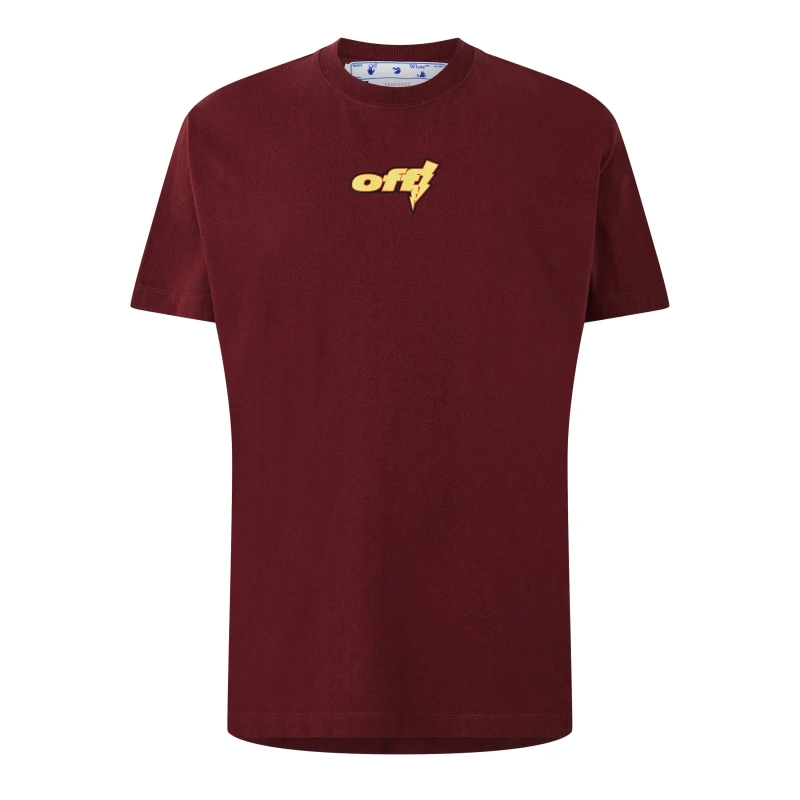 Image of Off-White Off-White Men Thunder Stable Oversized Fit Burgundy T-Shirt in Red Size: X-Small Red XS Male 8052865927628