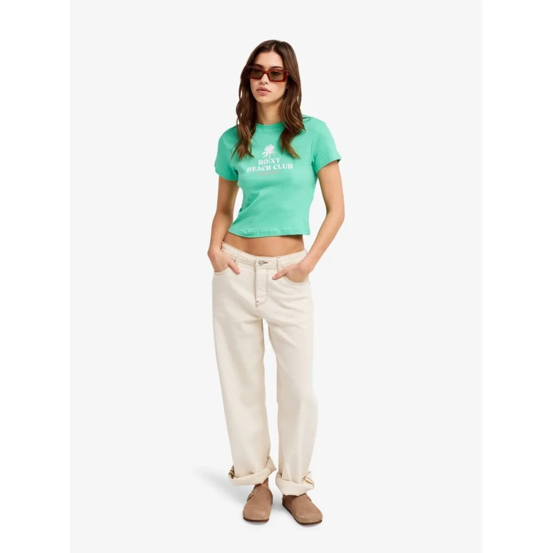 Image of Roxy Womens crop T-Shirt Roxy Beach Love Vert Female L