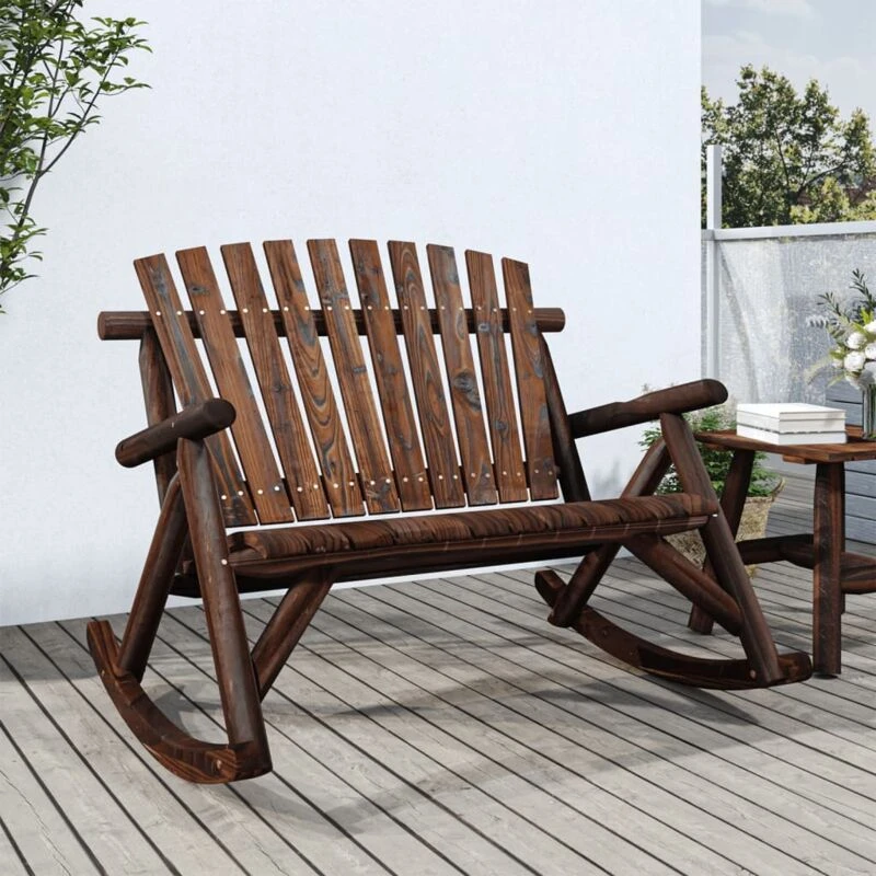 Image of VIDAXL 2-Seater Garden Rocking Bench 123x96x102cm Solid Wood Spruce Vidaxl 8720845754662