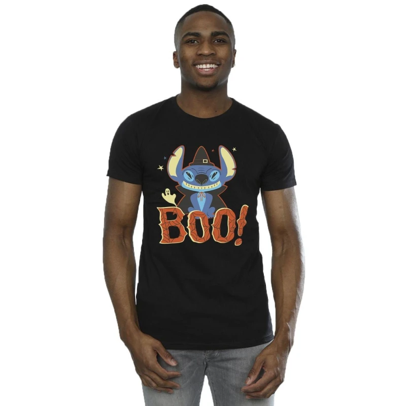 Image of Disney Men Lilo & Stitch Boo T-Shirt in Black Size: Small Black S Male 5063283782198