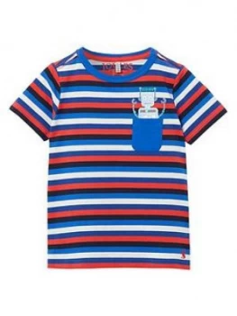 Image of Joules Toddler Boys Peeker Stripe T-Shirt - Blue, Size 1 Year