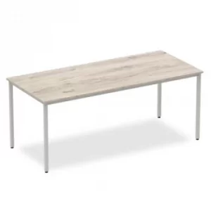 image of Trexus Rectangular Box Frame Silver Leg Table 1800x800mm Grey Oak Ref