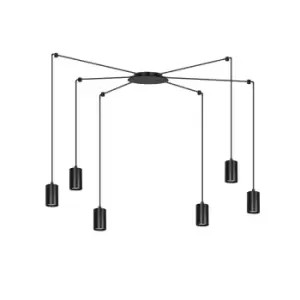 image of Emibig Traker Black Cluster Pendant Ceiling Light 6x GU10