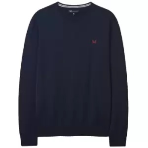 Image of Crew Clothing Mens Organic Cotton V-Neck Sweater Dark Navy Large