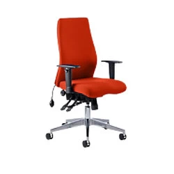 Image of Dynamic Independent Seat & Back Posture Chair Tabasco Red Fabric Height Adjustable Arms Onyx Ergo Without Headrest High Back