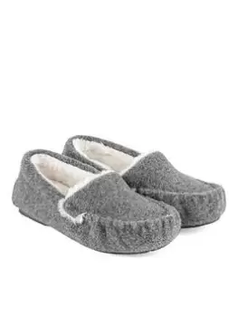 image of TOTES Totes Isotoner Ladies Fur Line Felt Moccasin, Light Grey, Size 5, Women