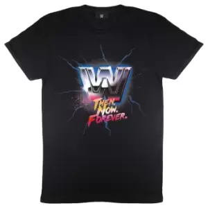 Image of WWE Mens Then Now Forever Logo T-Shirt (XXL) (Black)