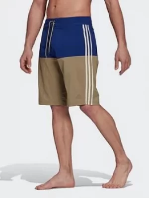 Image of adidas Knee-length Colorblock Board Shorts, Black/Grey, Size 28, Men