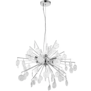 Image of Multi Light Hanging Ceiling Pendant Chrome & Glass Drops Feature Star Rods Lamp