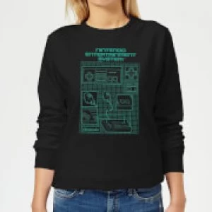 Image of Nintendo NES Controller Blueprint Womens Sweatshirt - Black