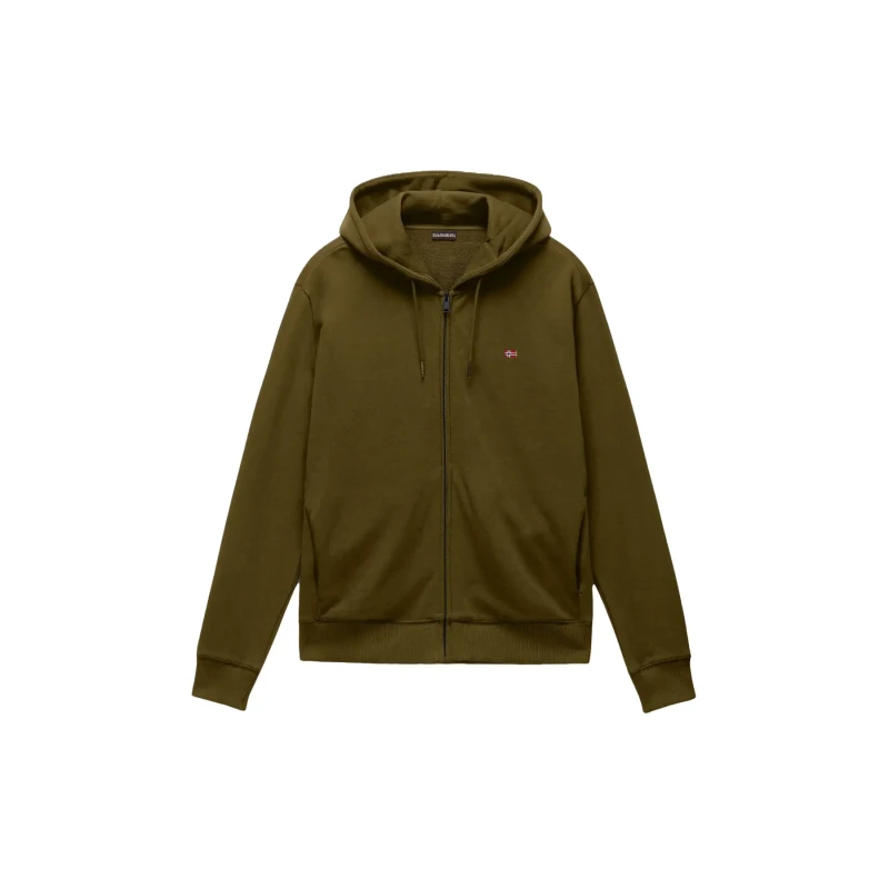 Image of Hooded sweatshirt with zip fastening Napapijri Balis French Terry Vert Male XS