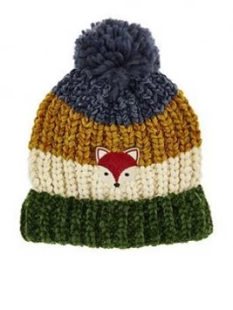 image of Monsoon Boys Fox Stripe Jake Chenille Pom Hat - Multi