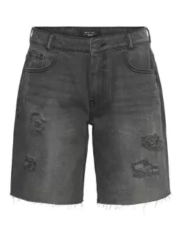 image of NOISY MAY Long Destroyed Denim Shorts Women Black