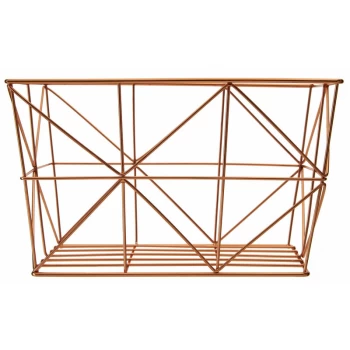 Image of Premier Housewares - Copper Finishing Tapered Wire Basket Storage Solution For Pantry Kitchen Closet Bathroom Metal Basket With Contemporary Design