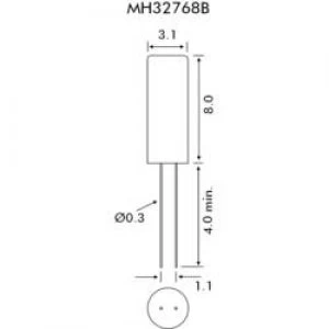 image of Quartz crystal EuroQuartz QUARZ TC38 Cylindric 32.768 kHz