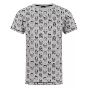 Image of Star Wars Mens The Last Jedi All Over Print T-Shirt (M) (Grey)