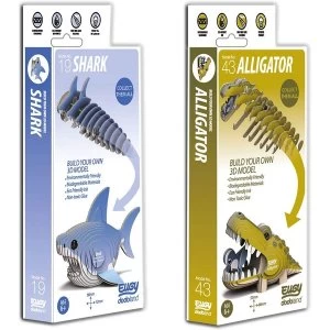 image of EUGY Shark and Alligator Twin Pack Model Kits