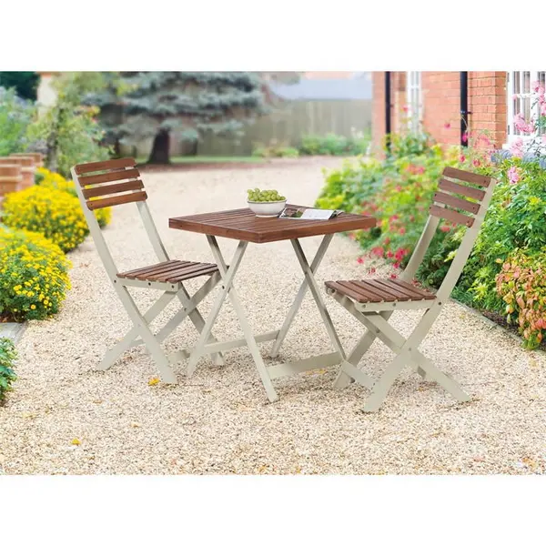 image of Greenhurst 2 Tone Square Burley Bistro Set - Forest White - White One Size