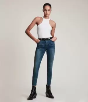 Image of AllSaints Womens Miller Mid-Rise Size Me Skinny Jeans, Blue, Size: M