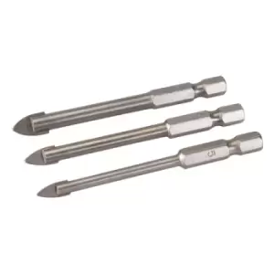 image of Silverline Hex Drive Tile & Glass Drill Bit 3pce Set - 5, 6 & 8mm