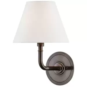 image of Signature No. 1 1 Light Wall Sconce Distressed Bronze, Linen