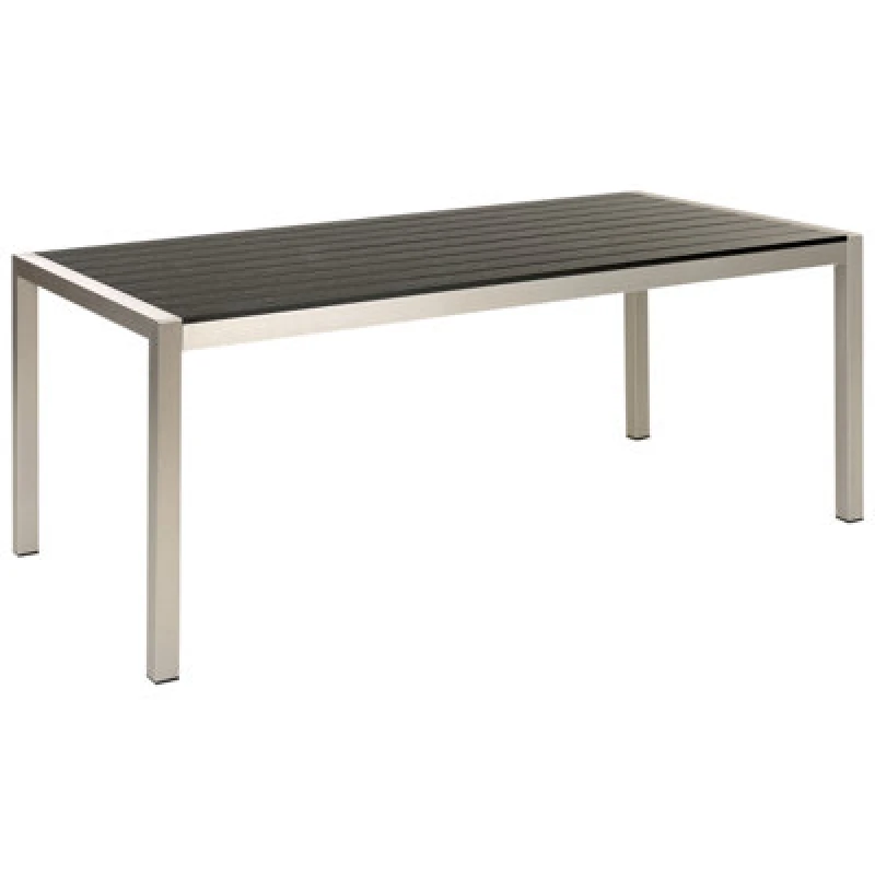 Image of Beliani Garden Dining Table Vernio 180 Cm 90 Cm Metal Black/ Silver