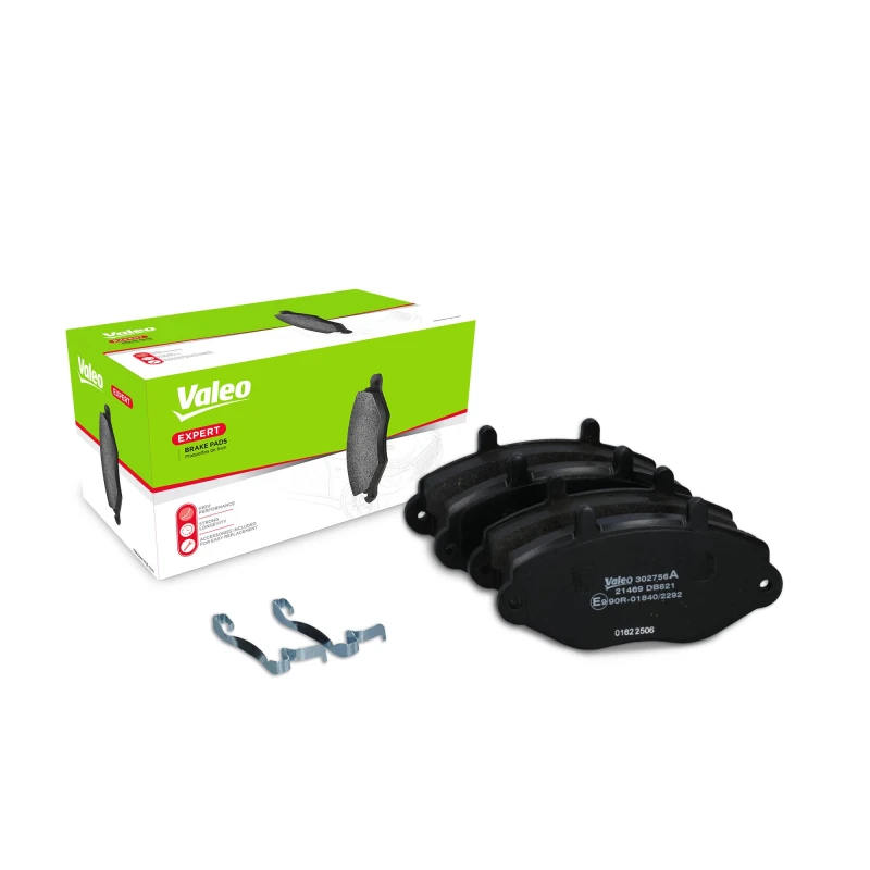 Image of VALEO 302756A Brake pad set EXPERT Front Axle, excl. wear warning contact, with anti-squeak plate Brake Pad Set,disc brake (402)