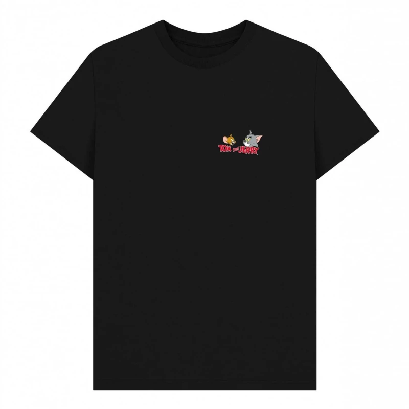 Image of Tom & Jerry Mens Classic Faces T-Shirt in Black Size: Small Black Male S