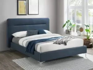 image of Birlea Finn 5ft King Size Steel Blue Upholstered Fabric Bed Frame