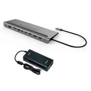 image of i-tec Metal USB-C Low Profile 4K Triple Display Docking Station with Power Delivery 85 W + Universal Charger 112 W