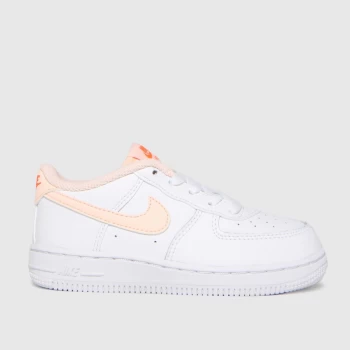 Image of Nike White & Orange Air Force 1 Trainers Toddler