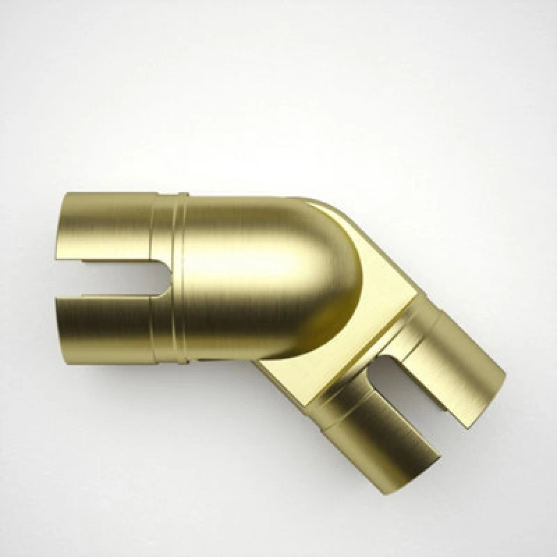 Image of Rothley Satin Brass Bannister Staircase Handrail Adjustable Elbow (Diam) 40mm