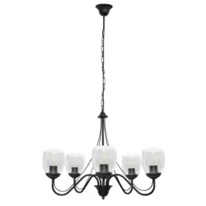 Image of Allena Multi Arm Pendant Ceiling Light Black, Transparent 50cm