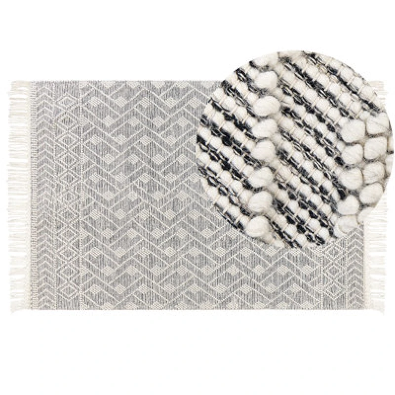 Image of Beliani Rug Kavak Black 160 X 230 Cm Wool