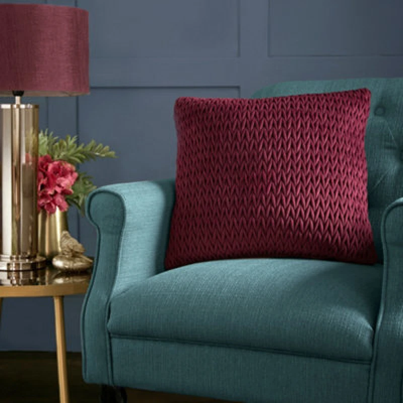 Image of Laurence Llewelyn-Bowen Amory Velvet Filled Cushion 43cm x 43cm Wine