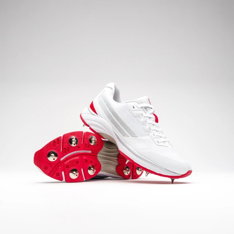 Image of Gray Nicolls Velocity 5 Spikes Junior White/Red unisex 3 (35.5)
