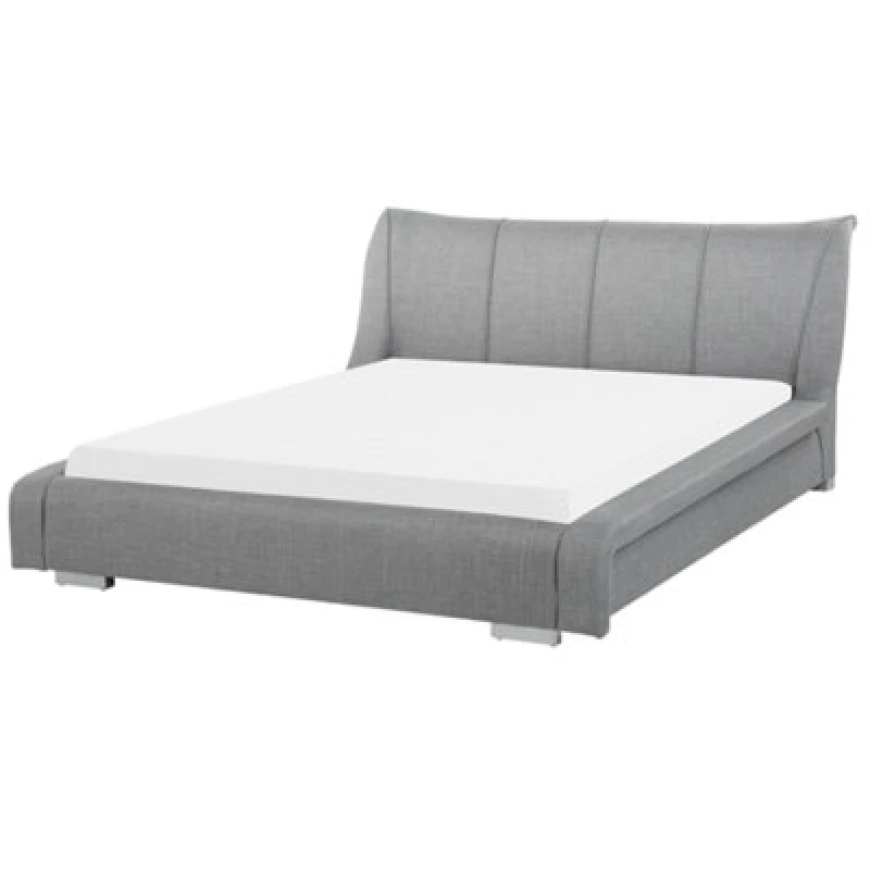 Image of Beliani Bed Fabric Nantes 180 X 200 Cm (Eu Super King) Light Grey