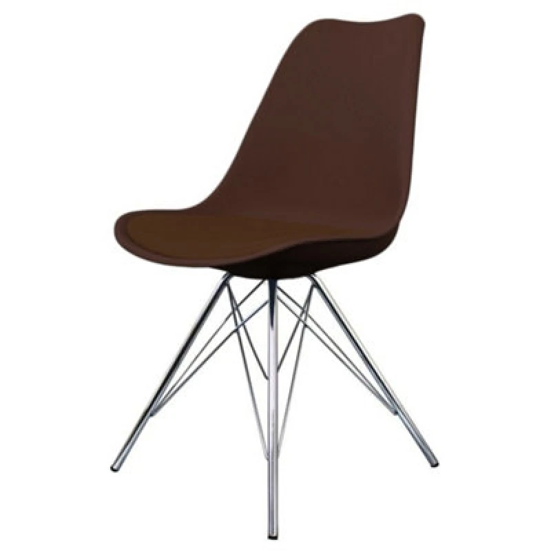 Image of Fusion Living Soho Plastic Dining Chair With Chrome Metal Legs Chocolate, Brown FL1854