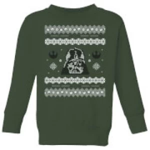 Image of Star Wars Darth Vader Knit Kids Christmas Sweatshirt - Forest Green - 11-12 Years