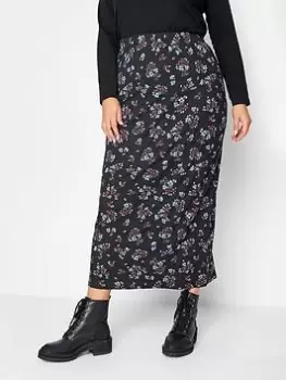 Image of Yours Tube Skirt Nocturnal Bouquet Print, Black, Size 30-32, Women