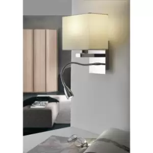 image of Bed LED Reading Light, Chrome, Square Shade