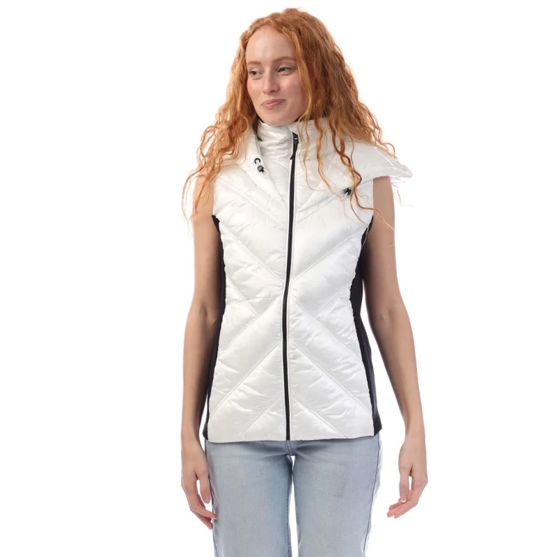 Image of DKNY Hooded Puffer Vest White female XS