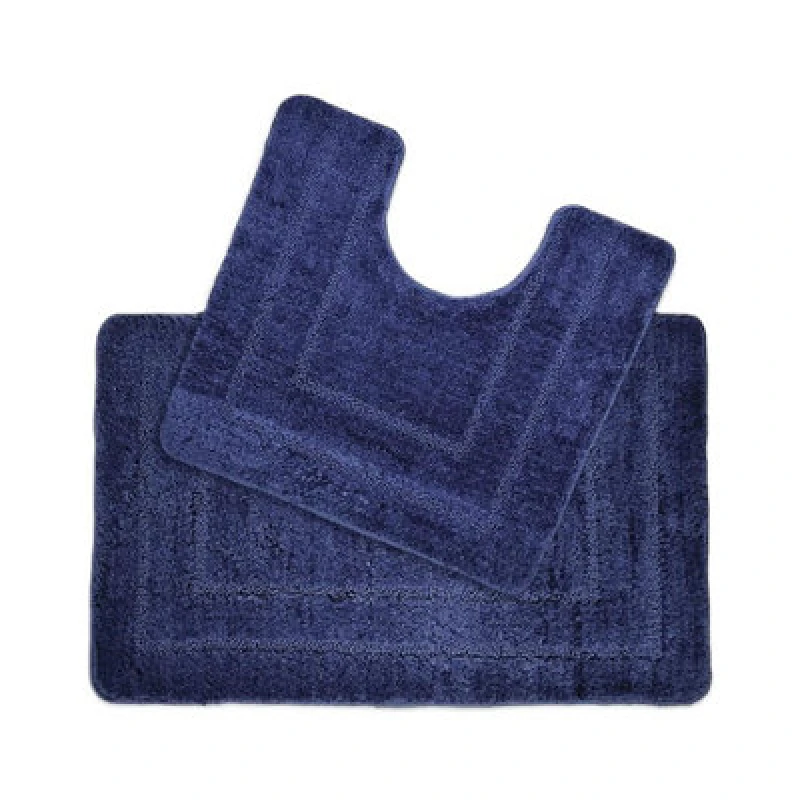 Image of Allure Bath Fashions Two Piece Non-Slip Bath Mat and Pedestal Mat Set Navy