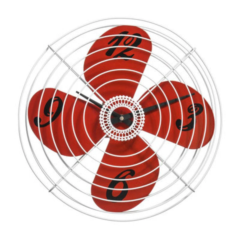 Image of Premier Housewares Maison by Premier Red Retro Fan Design Wall Clock Red