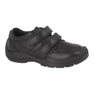 Image of Roamers Boys Twin Touch Fastening Leather Shoe With Toe Guard (3 UK) (Black)