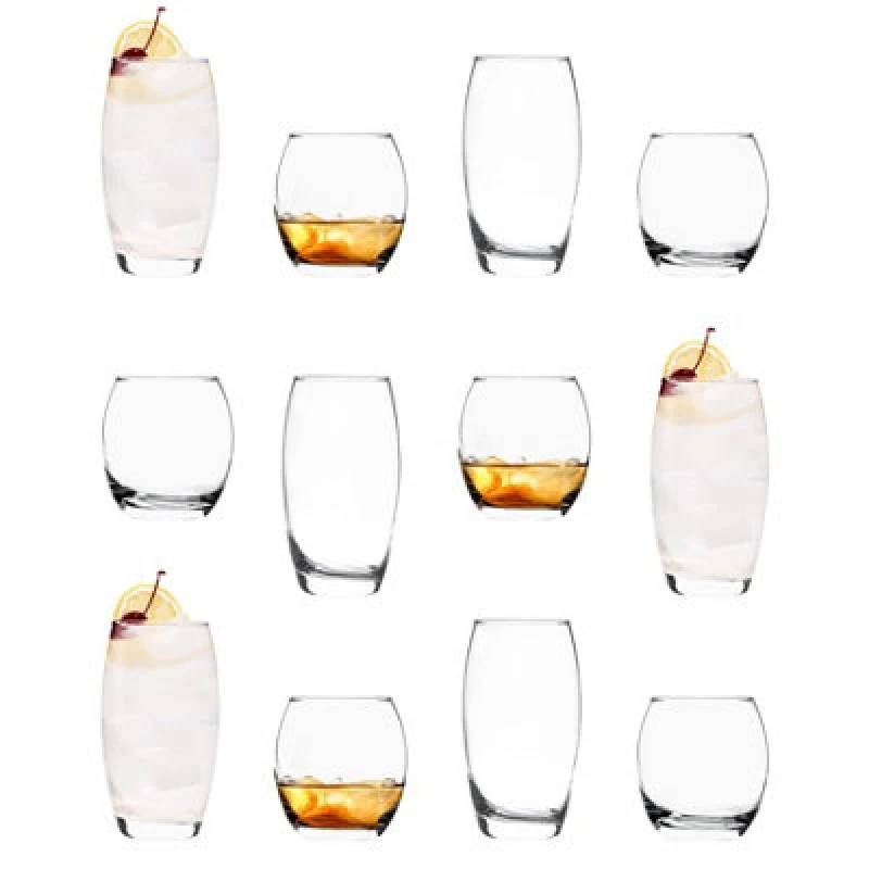 Image of Argon Tableware Tondo Glassware 12 Piece Set - Clear Clear