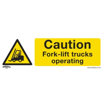 image of Safety Sign - Caution Fork-Lift Trucks - Self-Adhesive Vinyl