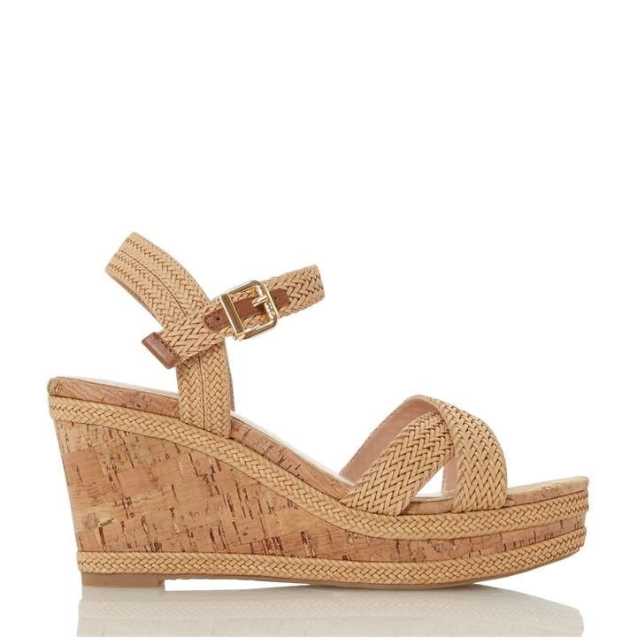 image of Dune Natural Kelisa' High Wedge Heel Ankle Strap Sandals - 3